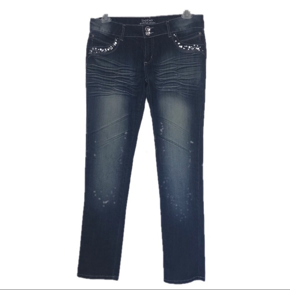 Bebe Premium Skinny Cut Crystal Jeans 15 - Picture 1 of 8